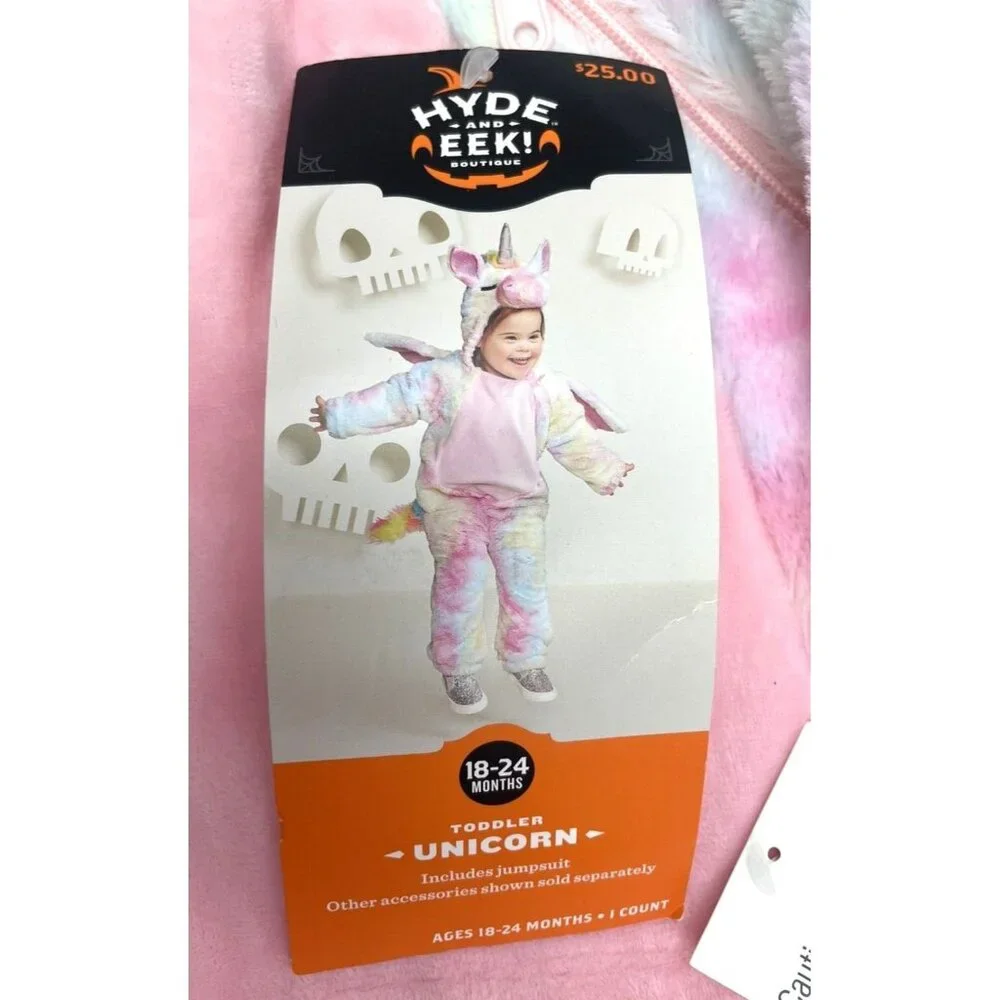 Hyde & EEK! Halloween Toddler Plush Unicorn Halloween Costume Jumpsuit 18-24M